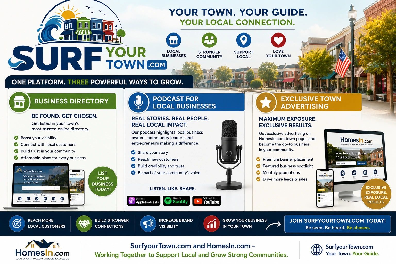 HomesIn Local Guide — community magazine featuring local businesses, real estate, and town events